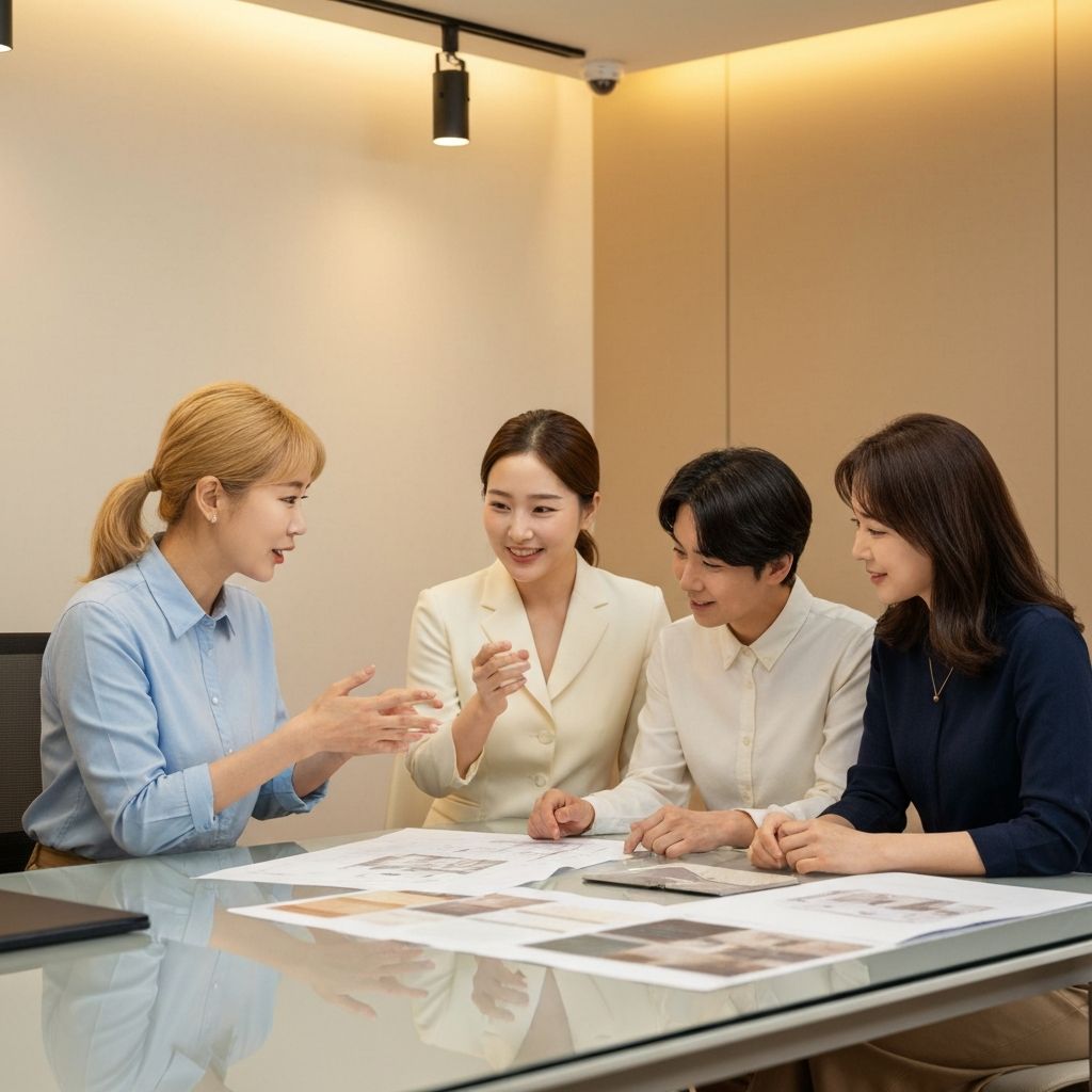 품격 인테리어 전문 상담사와 고객 상담 장면